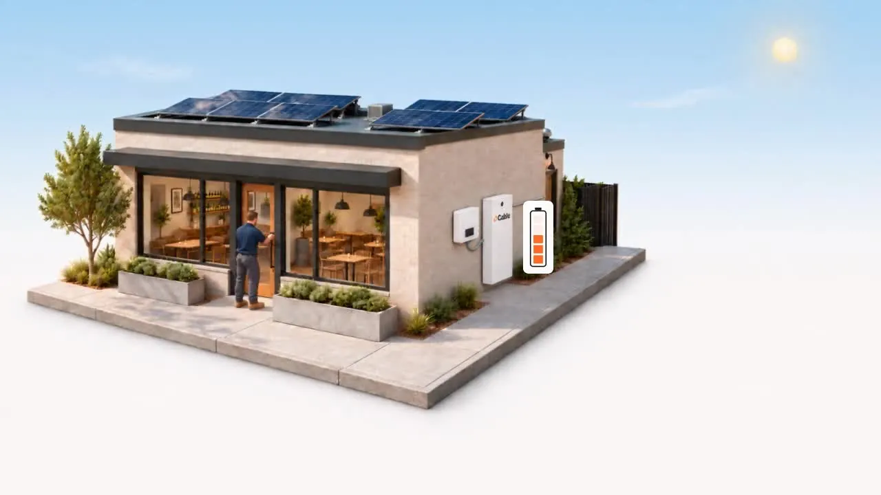 Illustration of a restaurant with a Cable battery